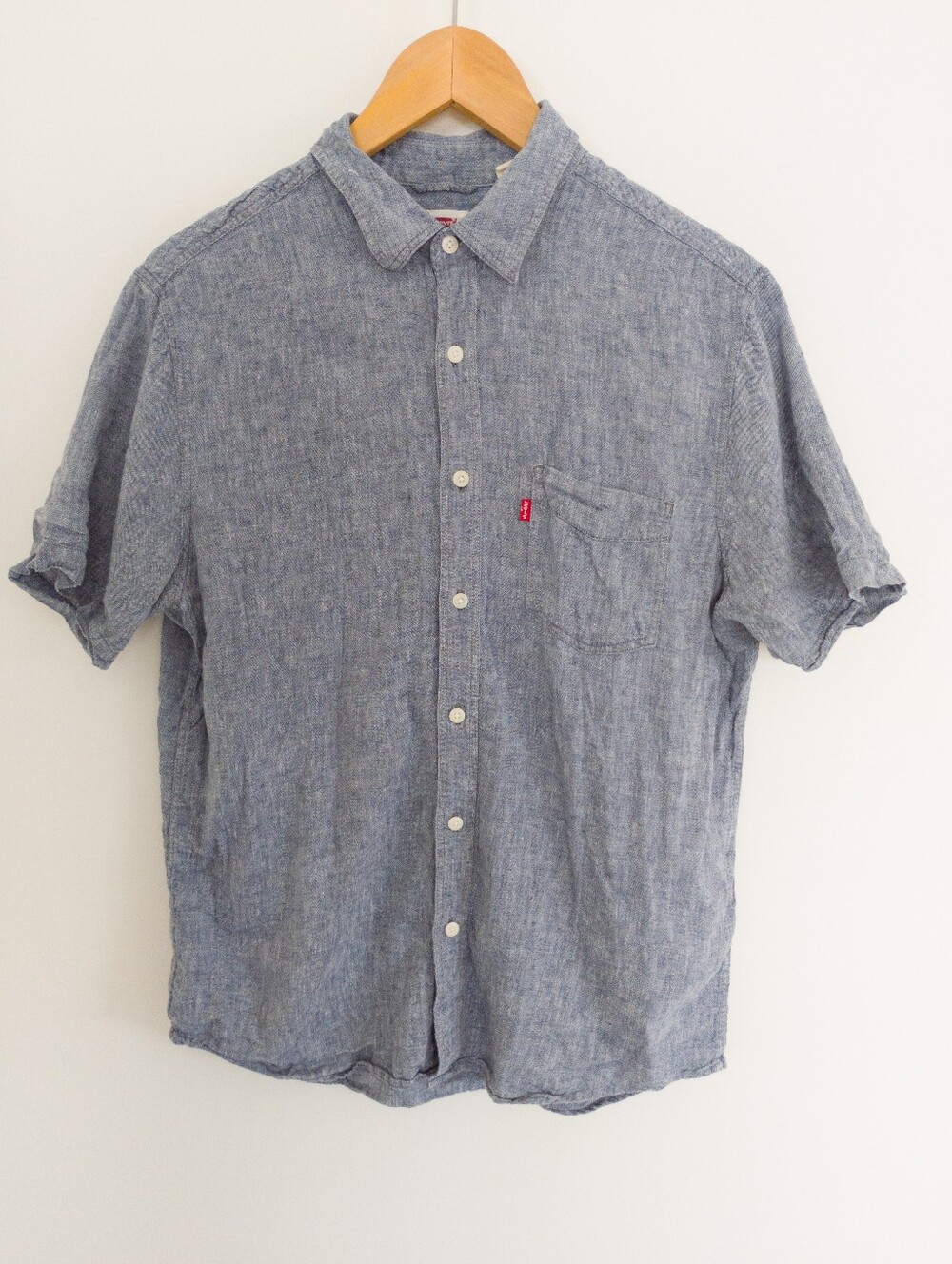 Levi's Sunset Short Sleeve Blue Linen Blend Button Down Shirt Men's Size Medium
